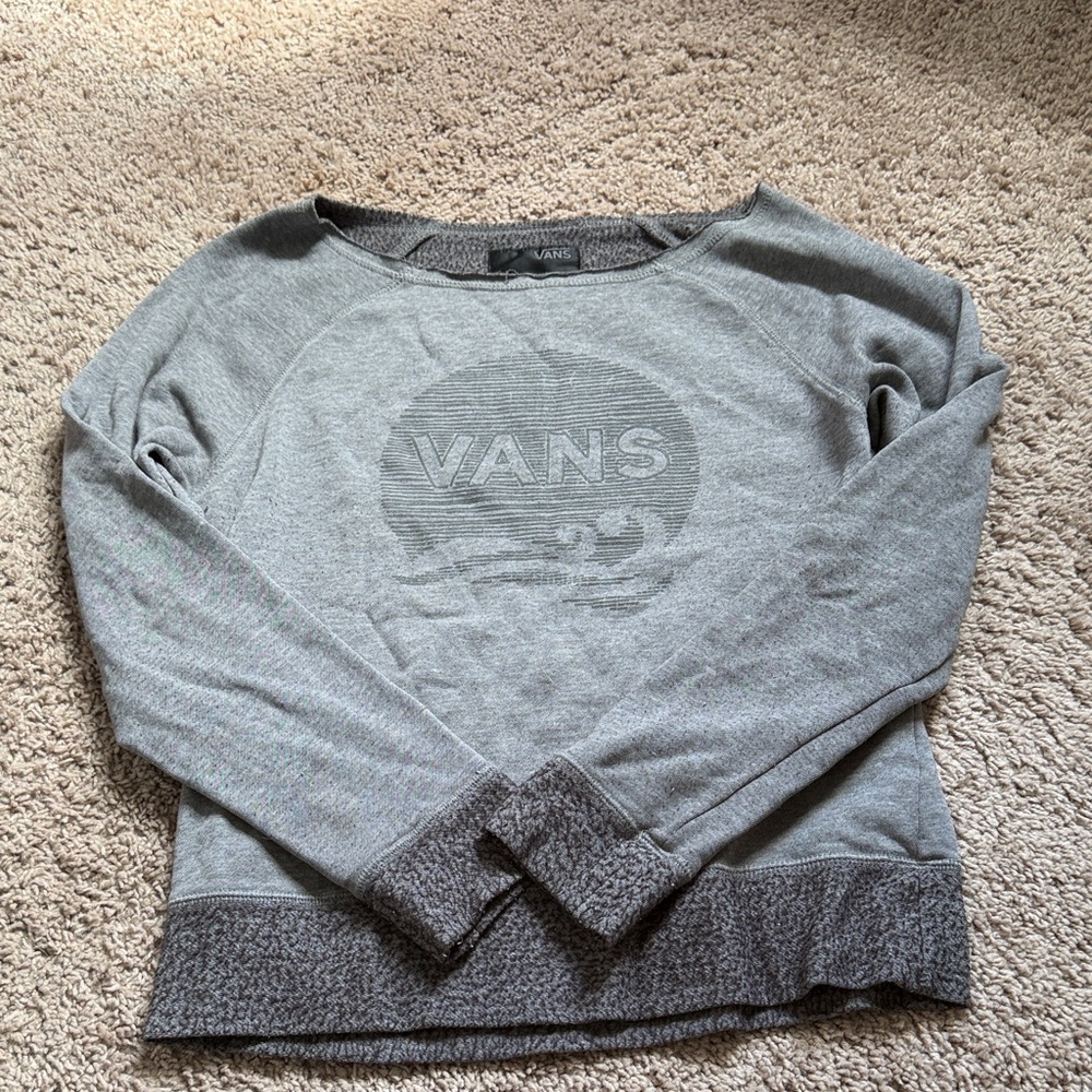 Vans Women's Light Gray Crewneck Sweatshirt with Subtle Logo